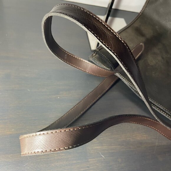 GAP Genuine Leather Pebbled Tote Bag – Chocolate Brown - Picture 4 of 6